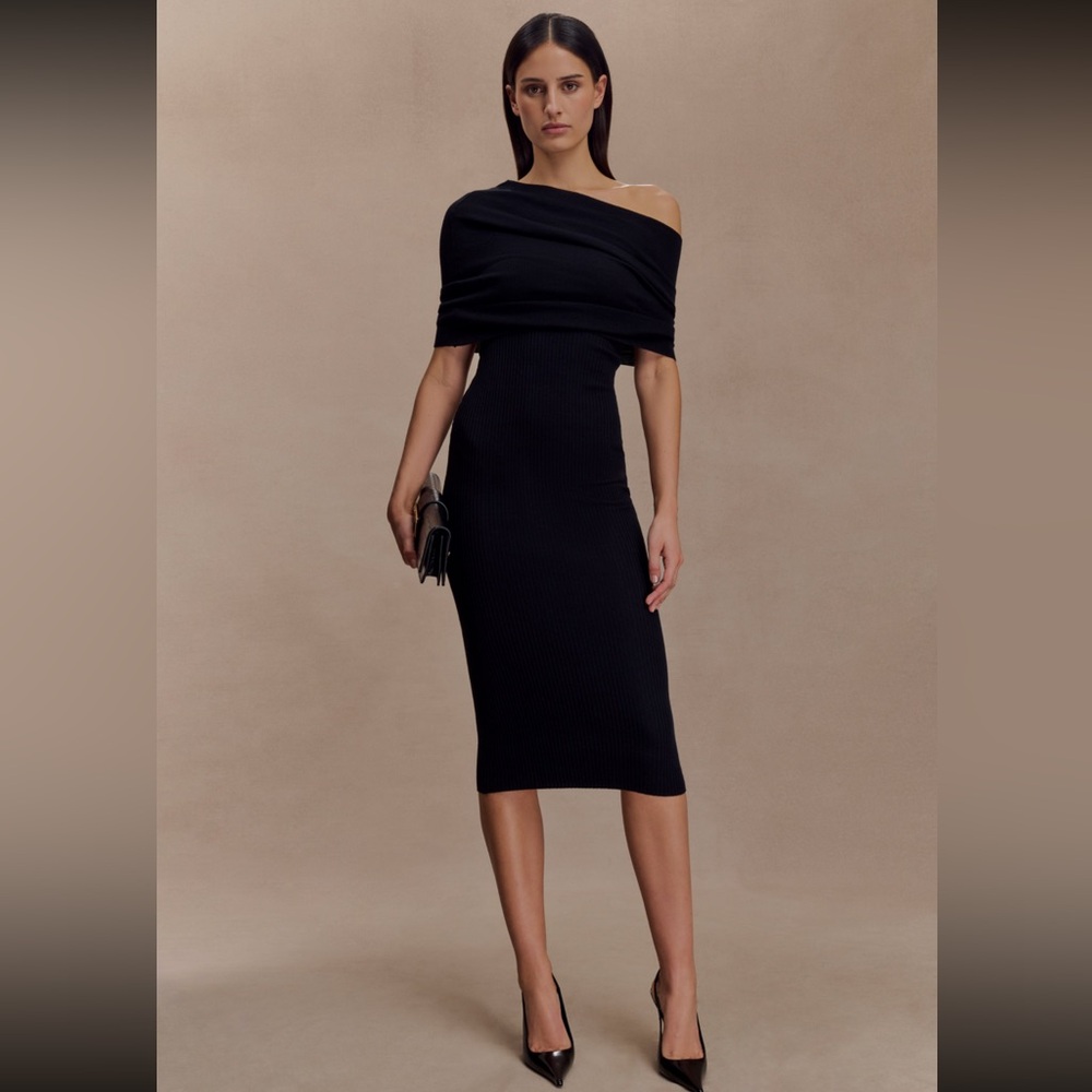 Meshki Zandie Cashmere Blend Knit Midi Dress - Black - XS
